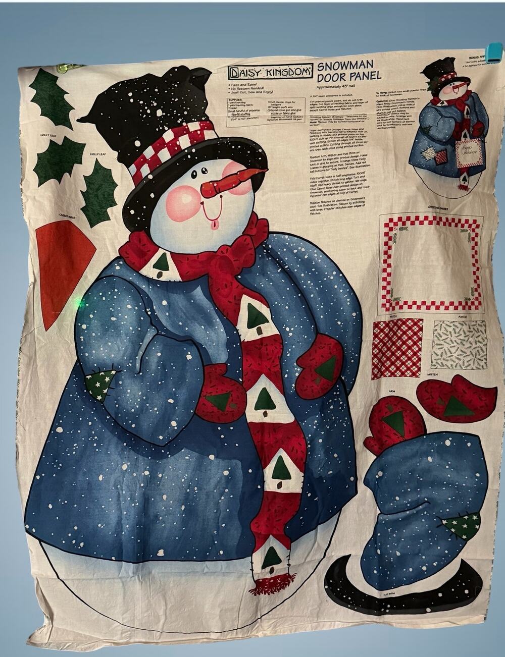Vintage 1997 Daisy Kingdom Snowman Door Panel Cut & Sew Fabric Panel